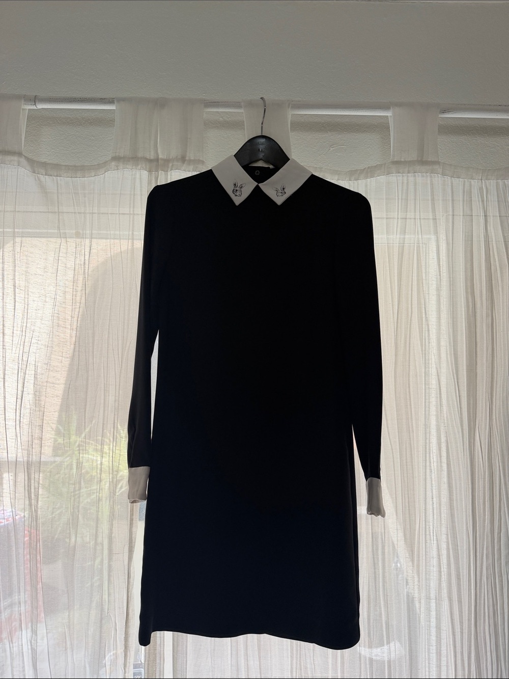 Victoria Beckham for Target Black Long-Sleeve Dress with White Collar & Cuffs